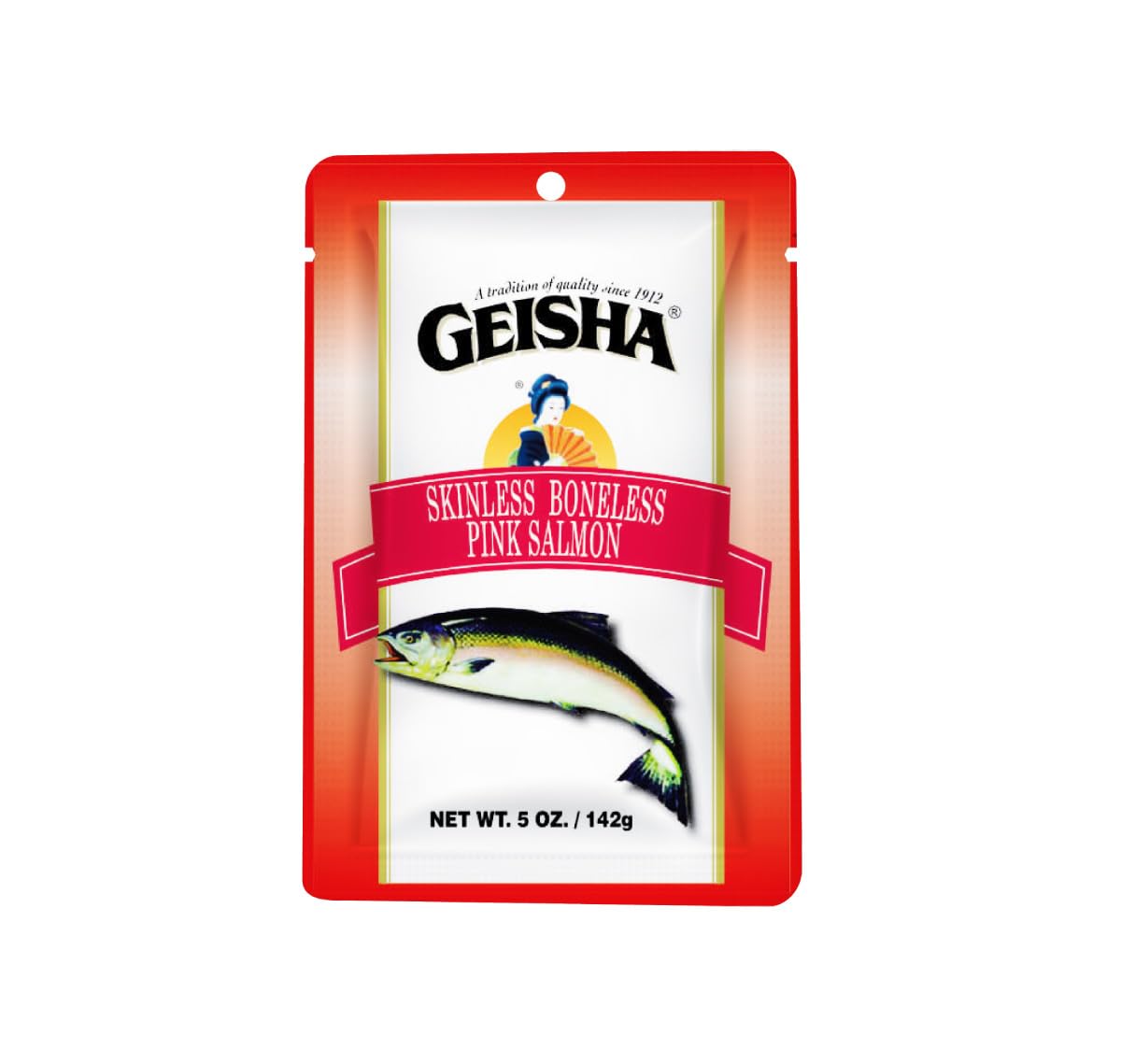 GEISHA Skinless Boneless Pink Salmon 5oz (Pack of 12), Pink Salmon| HALAL - Contains 9g of Protein - Kosher - Zero Trans Fat – Gluten Free - No Sugar Added – Wild Caught