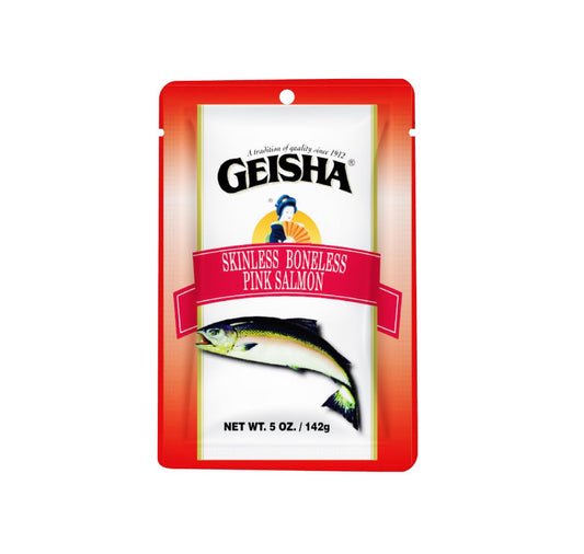 GEISHA Skinless Boneless Pink Salmon 5oz (Pack of 12), Pink Salmon| HALAL - Contains 9g of Protein - Kosher - Zero Trans Fat – Gluten Free - No Sugar Added – Wild Caught