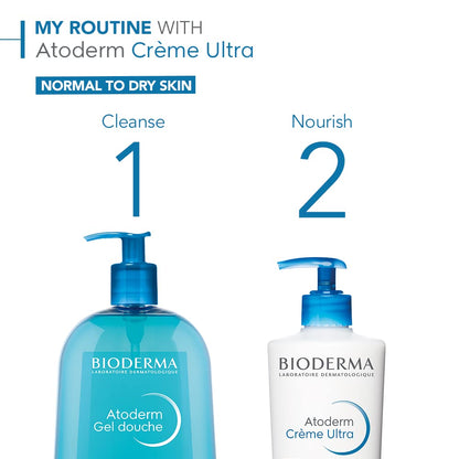 Bioderma Atoderm Ultra Cream Duo Pack, Hydrating Body Moisturizer for Normal to Dry Sensitive Skin 2x16.9 Fl Oz