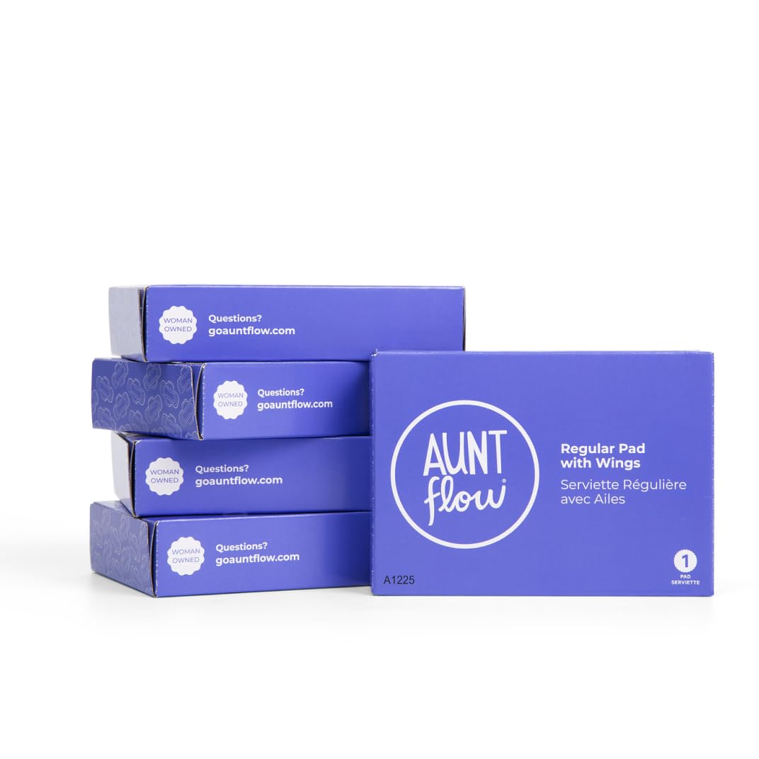 Aunt Flow #4 Vended Pad with Wings (Case of 250 Individually Boxed Napkins) Universal Fit - Regular Absorbency, Eco-Friendly