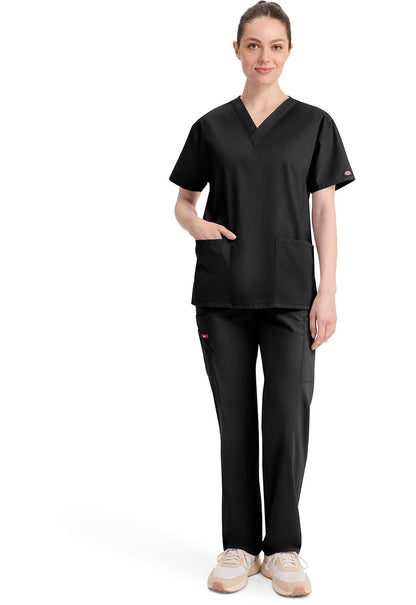 Dickies EDS Signature Scrubs for Women, V-Neck Womens Tops in Soft Brushed Poplin 86706