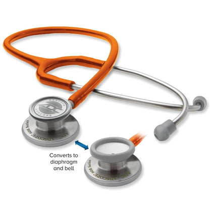 ADC Adscope 608 Convertible Clinician Stethoscope with Tunable AFD Technology, Adult Diaphragm and Adult Bell or Pediatric Diaphragm, 31 inch Length, Orange