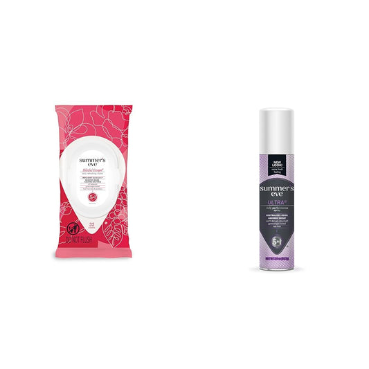 Summer's Eve Blissful Escape Wipes 32 Count & Ultra Daily Feminine Spray 2 oz Bundle