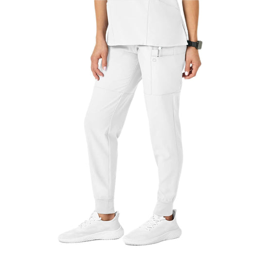 Women's Comfort Waist Cargo Jogger Scrub Pant, White, 3X PET