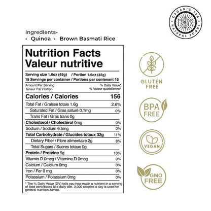 Pride Of India - PACK of 6 - Quinoa & Basmati Whole Grain Mix - Brown Rice Quinoa Supergrain, 1.5 Pound Jar