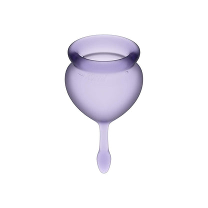 Satisfyer Feel Good Menstrual Cup - Reusable Period Cup with Removal Stem - Soft, Flexible Body-Safe Silicone, Easy Insertion & Removal - Includes 2 Cup Sizes for All Flows (Purple)
