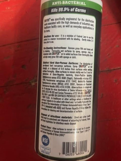 SNiPER Hospital Disinfectant, Odor Eliminator & All-Purpose Cleaner, 4 Ounce Spray Bottle