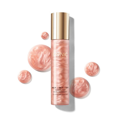 ICONIC LONDON Prep-Set-Tan Original | Shimmering Self Tanning Facial Mist with Hyaluronic Acid, Cruelty-Free, Vegan Makeup, 2.53 Fl oz