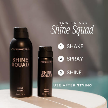 The Beachwaver Co. Shine Squad Shine Spray - Full Size (6 Oz) | Lightweight, Glossy Finishing Spray for Hair w/HiX Vegan Bond Multipliers | Post-Styling Mist - Smooth Finish & No Frizz