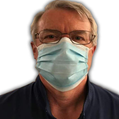 MAGID MM001 Disposable Face Masks with Adjustable Nose Clip, Triple-Layer Construction, Non-Woven Material, Blue