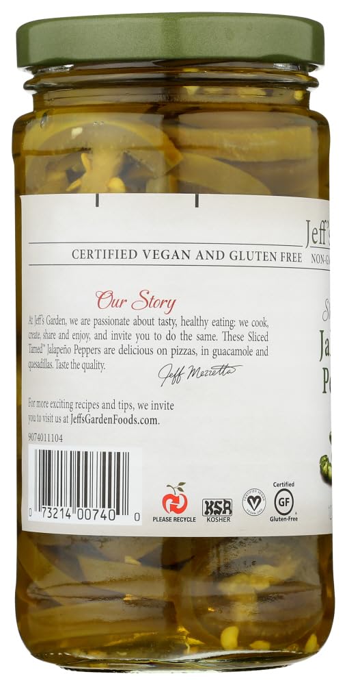 Jeff's Naturals Sliced Tamed Jalapeno Peppers, 12 Ounce (Pack of 2)