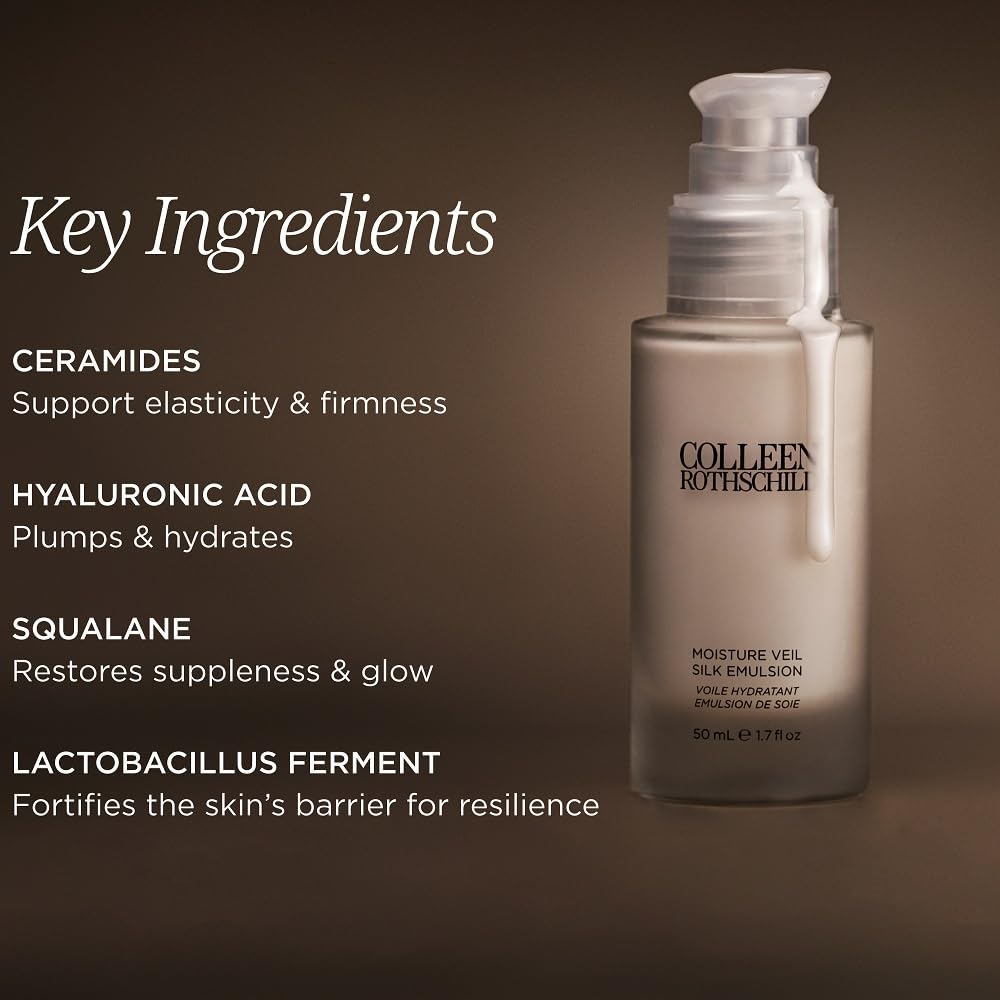 Colleen Rothschild Moisture Veil Silk Emulsion Face Moisturizer with Hyaluronic Acid & Ceramides – Hydrating, Barrier-Supporting, Radiance-Boosting Cream