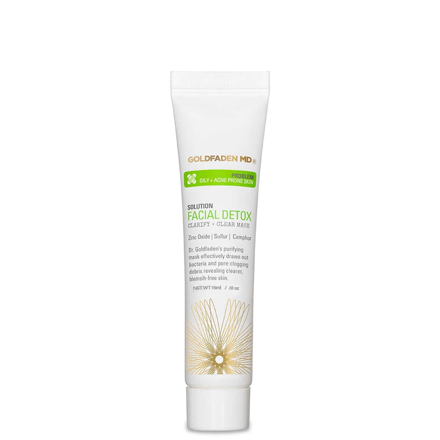 GOLDFADEN MD Facial Detox Mask Clarifying Face Mask w/Zinc Oxide, Sulfur, Salicylic Acid & Grapefruit Purifying Deep Clean Minimizes the Appearance of Redness, Blackheads & Pores .5 fl oz