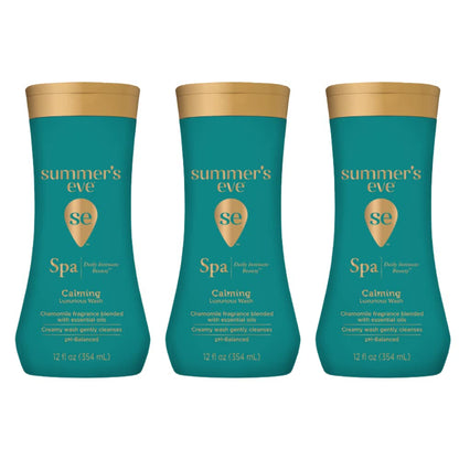 Summer's Eve Spa Daily Intimate Wash, Luxurious Cleansing Feminine Wash, Calming Chamomile pH-Balanced Wash, 12 Fl Oz Bottle (Pack of 3)