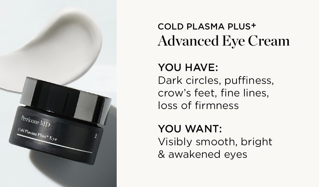 Perricone MD Cold Plasma Plus+ Advanced Eye Cream – Anti-Aging Eye Cream for Dark Circles, Puffiness & Wrinkles – Hydrating, Firming Eye Treatment with Peptides & Vitamin C – 0.5 fl oz