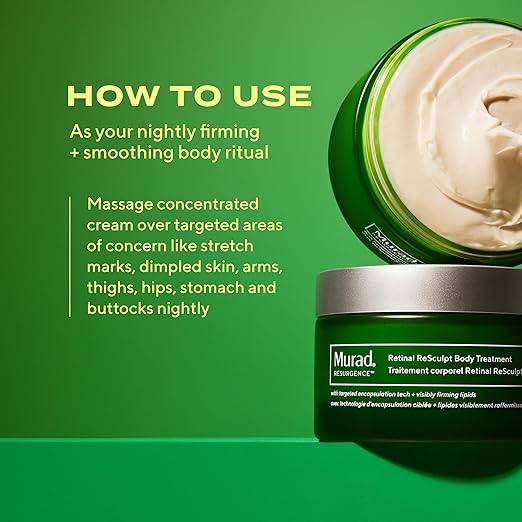 Murad Retinal ReSculpt Body Treatment – Encapsulated Retinal, Shea & Avocado Extract Body Cream to Firm, Lift, and Smooth Crepey Sagging Skin, Targeting Cellulite and Stretch Marks Nightly – 5.0 Fl Oz