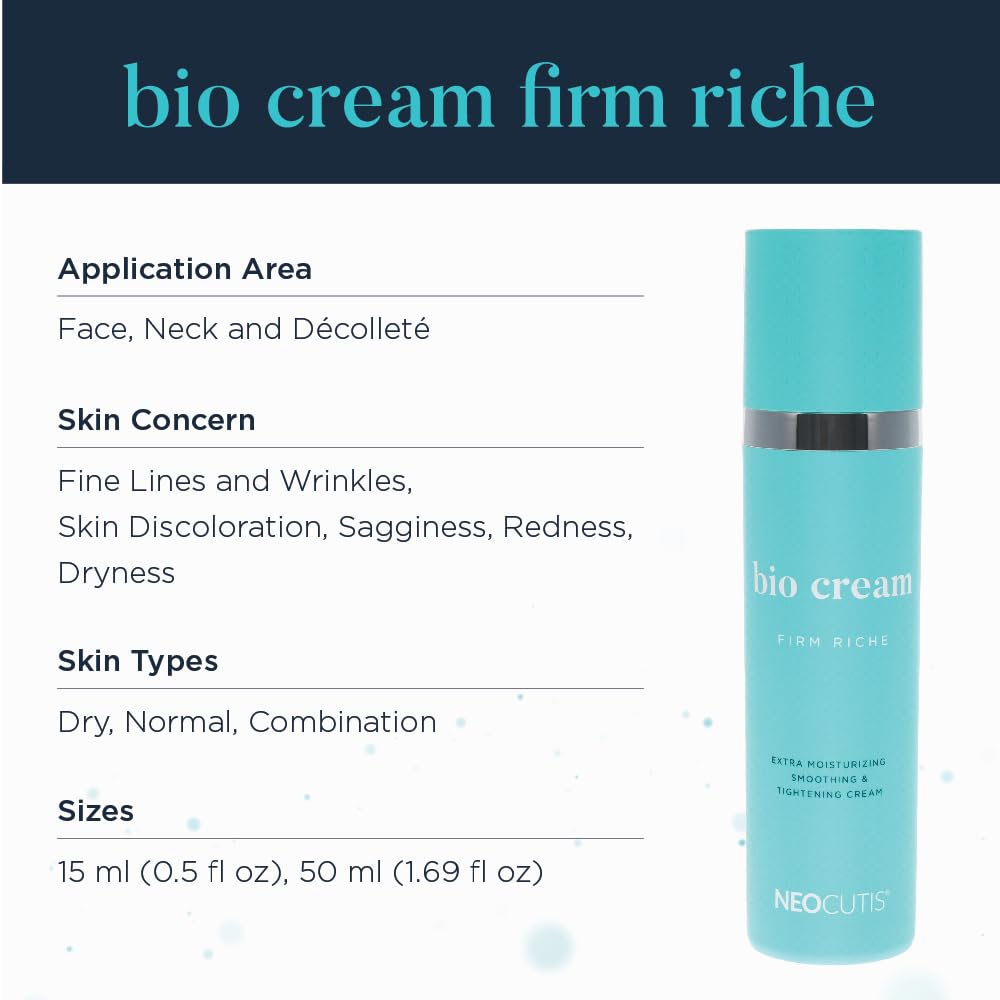 NEOCUTIS Bio Cream Firm Riche - Extra Moisturizing Smoothing & Tightening Cream - Anti-Aging Face Cream for Day & Night - For Uneven Skin Tone, Texture, Wrinkles, & Sagginess - 50 ml (1.69 fl. oz.)