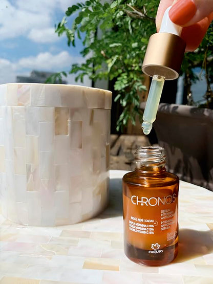 natura - Chronos Intensive Anti-Oxidant Serum - Brightening 15% Vitamin C Serum - Protects from Oxidation with Inga, Açaí & Cacau - Stimulates Collagen Vegan & Cruelty-Free Skincare - 15ml