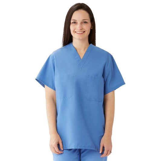 ComfortEase Unisex Reversible Scrub Top with 1 Pocket, Ceil Blue, Size 6XL-Long, Medline Color Coding,1,Each,910JTH6XLL-CM