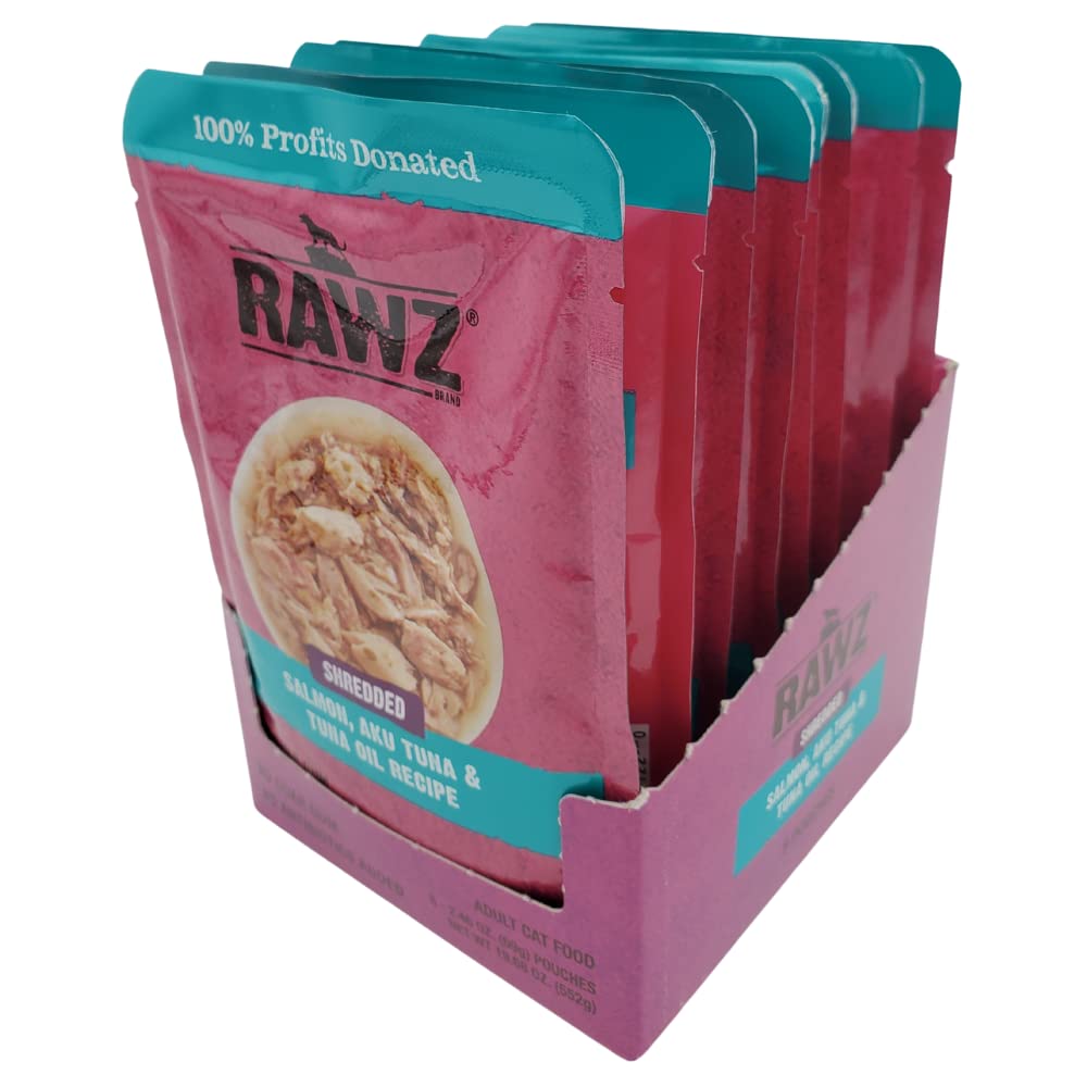 RAWZ® Shredded Salmon, Aku Tuna & Tuna Oil Recipe 8/2.46 oz Pouches