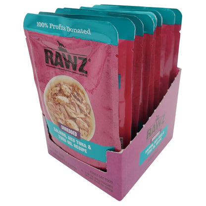 RAWZ® Shredded Salmon, Aku Tuna & Tuna Oil Recipe 8/2.46 oz Pouches