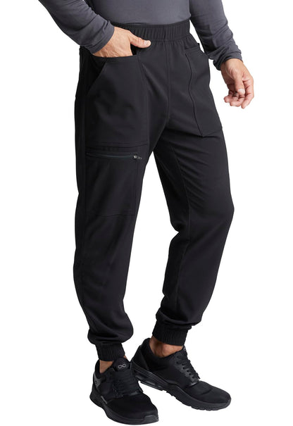 Cherokee Men Scrubs Pant Mid Rise Pull-on Jogger Plus Size CK236, 2XL, Black
