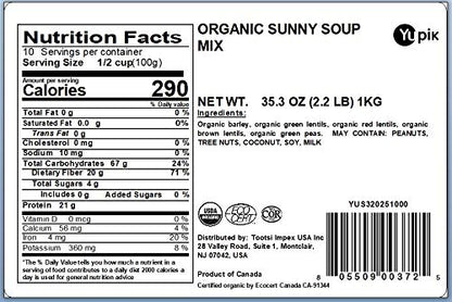 Yupik Organic Sunny Soup Mix with Lentils & Green Peas, 2.2 lb (35.2 oz), Non-GMO, Vegan, Kosher, Source of Protein, Fiber & Iron, Ideal for Soups, Salads & Vegetarian Meals