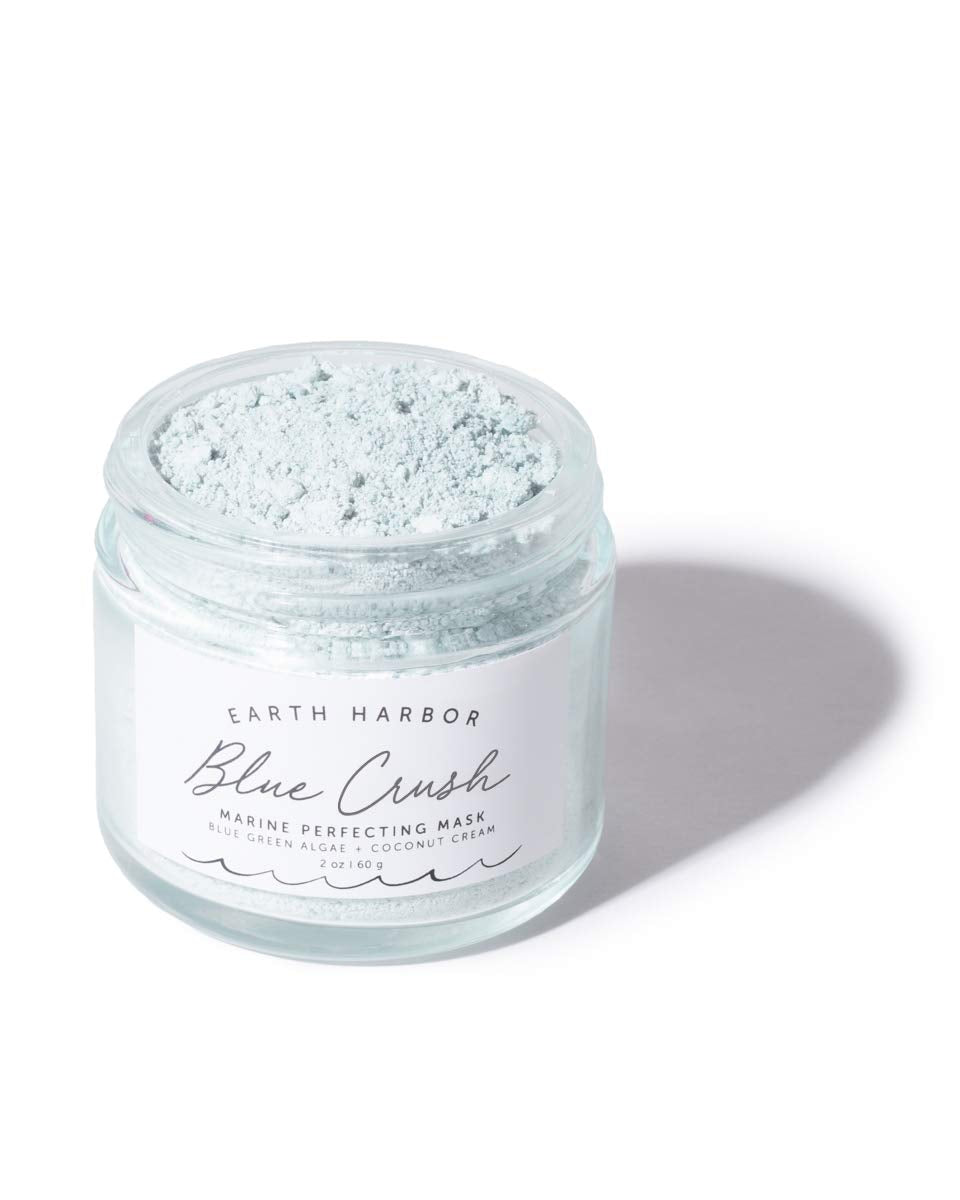 Earth Harbor | BLUE CRUSH Marine Perfecting Mask | Natural & Nontoxic | Organic Blue Green Algae, Coconut Cream & Indigo | Exfoliates & Nourishes | 2 oz