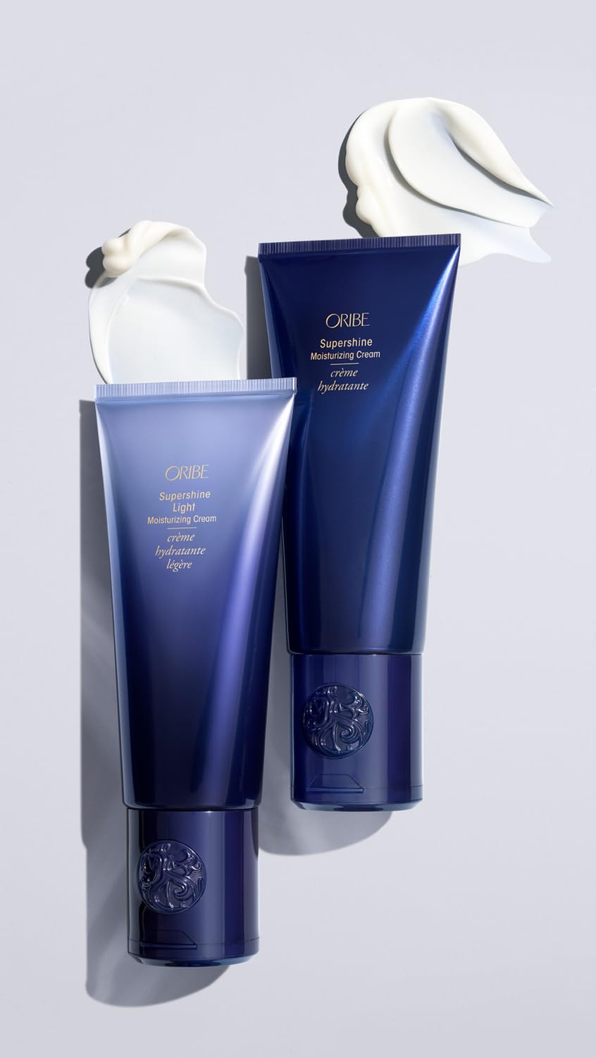 Oribe Supershine Light Moisturizing Styling Cream - Adds Shine & Smooths Frizz With Heat Protection - Blowout Primer, Air Dry Cream & Style Finisher - For Fine & Medium Hair - 5 oz