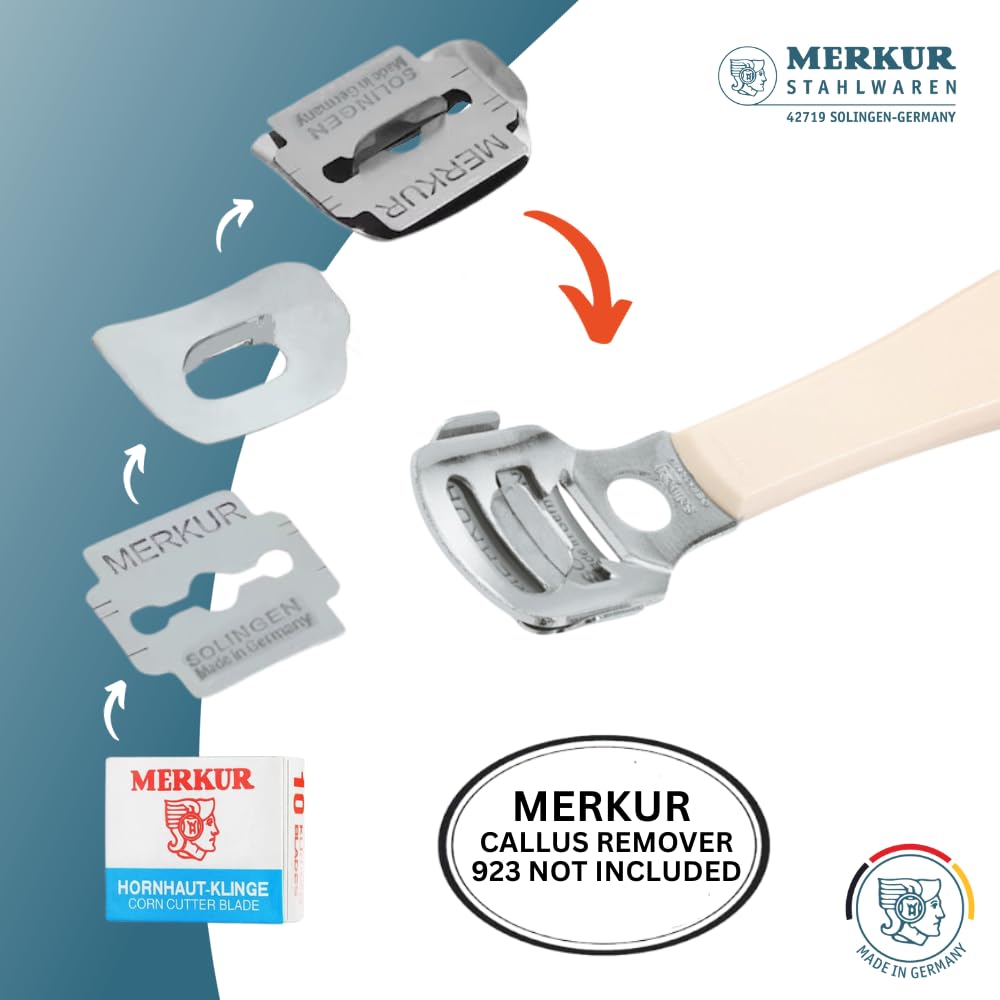 MERKUR 920 Callus Shaver Blades, Carbon Steel Foot Care Replacement Blades, Ultra-Sharp & Hygienic, Fits MERKUR 923 Callus Shaver, Made in Germany, Pack of 100