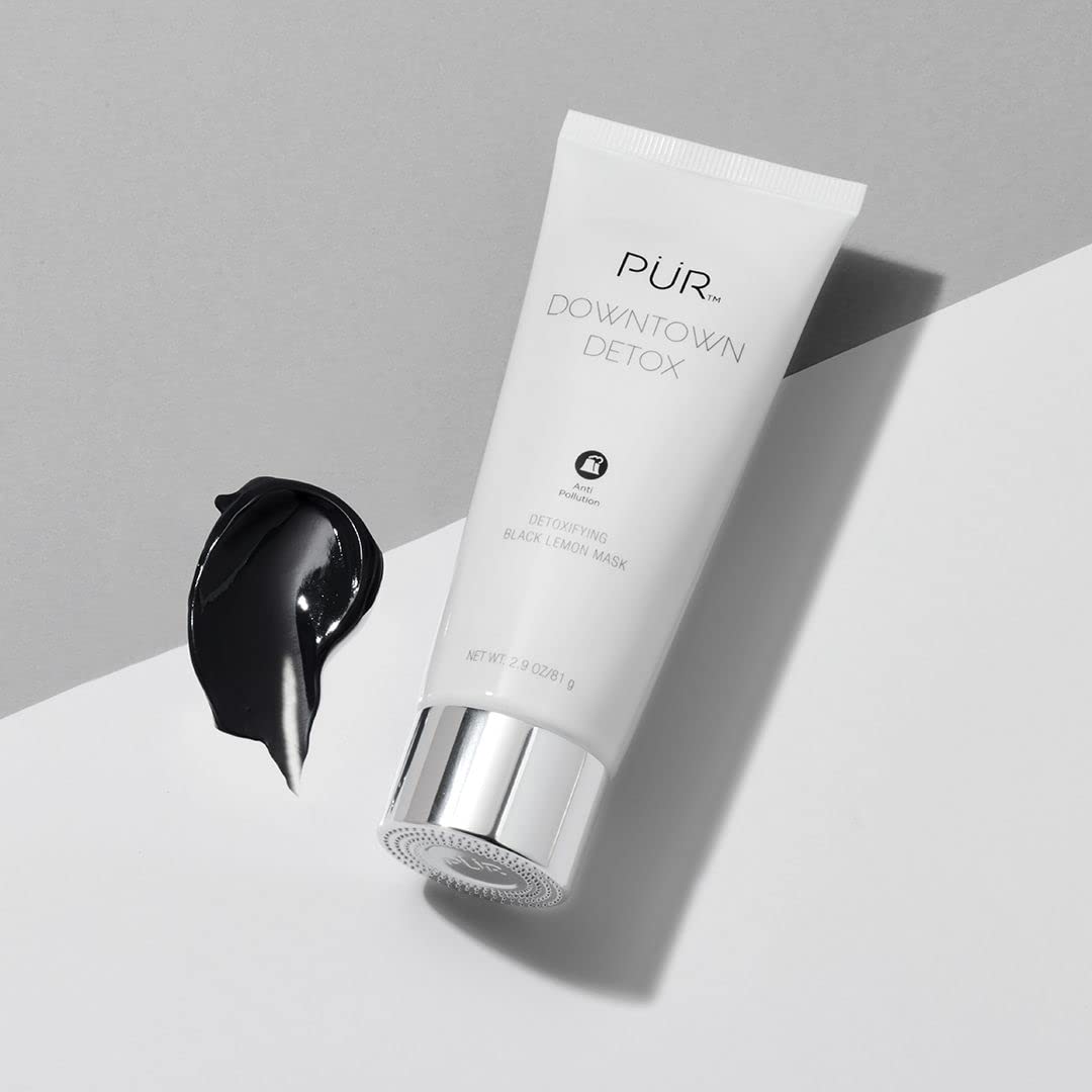 PÜR MINERALS Downtown Detox Detoxifying Black Lemon Face Mask, Helps Draw Out Impurities, Helps Soothe Skin, Charcoal, Lactic Acid & Green Tea Extract