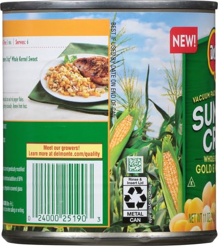 Del Monte Summer Crisp Whole Kernel Gold and White Corn, 11 oz Can