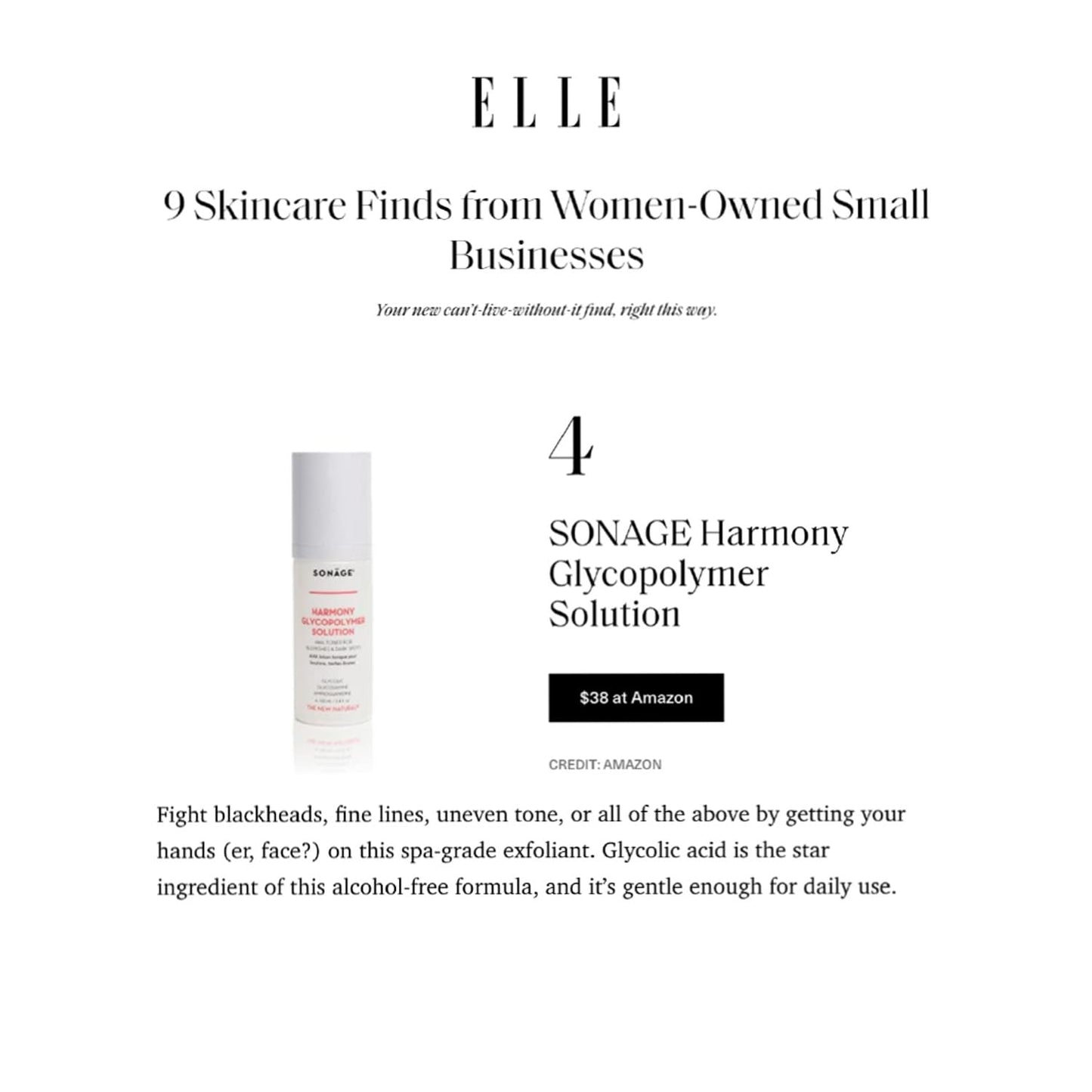 Sonage Harmony Glycolic Peel: Pro Spa Strength Exfoliation for Glowing Skin | Chemical Exfoliant Renews & Refines Texture