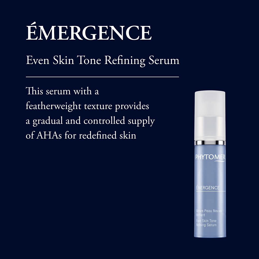 PHYTOMER Emergence Even Skin Tone Refining Face Serum | Moisturizing Serum for Face & Neck | Diminish Pores & Redness | Anti-Aging Skin Treatment with AlphaHydroxy Acids | 30ml