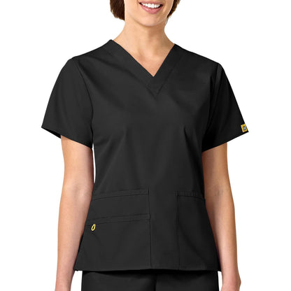 WonderWink womens Origins Bravo V-Neck Top, Black, XX-Small