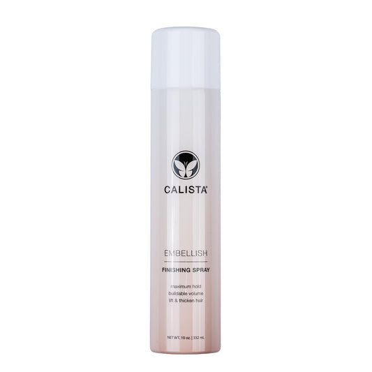 CALISTA Embellish Finishing Spray | Strong Hold Finishing & Styling Hairspray | Shiny & Soft Finish | Frizz Protection & Weather Control | All Hair Types | 10 oz.