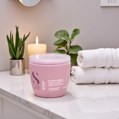 Alfaparf Milano Semi Di Lino Moisture Nutritive Mask for Dry Hair - Safe on Color Treated Hair - Sulfate, Paraben and Paraffin Free - Professional Salon Quality
