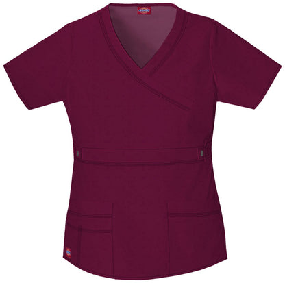 Dickies Gen Flex Women Scrubs Top Mock Wrap 817355.