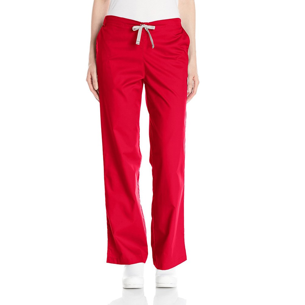 WonderWink Women's Wonderwork Flare Leg Scrub Pant, Red, Large