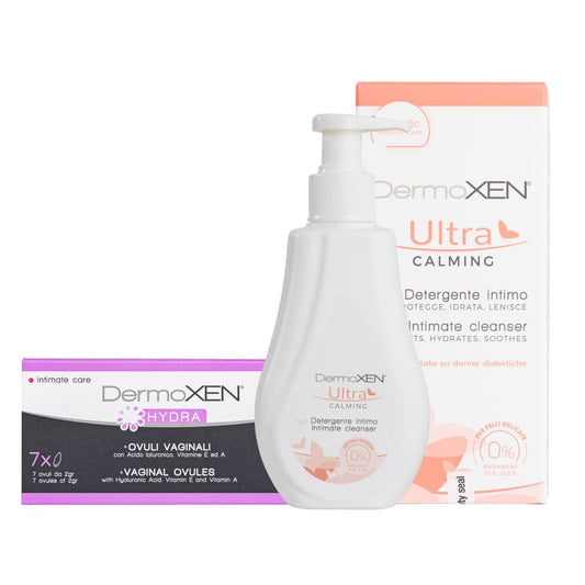 Dryness Relief Duo | UltraCalming Intimate Wash for Moisturizing Care & Hydra Vaginal Suppositories for Natural Hydration | pH‑Balanced, Hormone‑Free, Sensitive Skin Safe