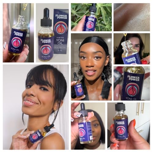 Flower Power Yoni Oil for Vaginal Moisture Support, Nourishing Feminine Care for Vaginal Dryness & Comfort, Blend of Jojoba, Peach Blossom & Sweet Almond Oil for Hydration, Vegan - 30 ml