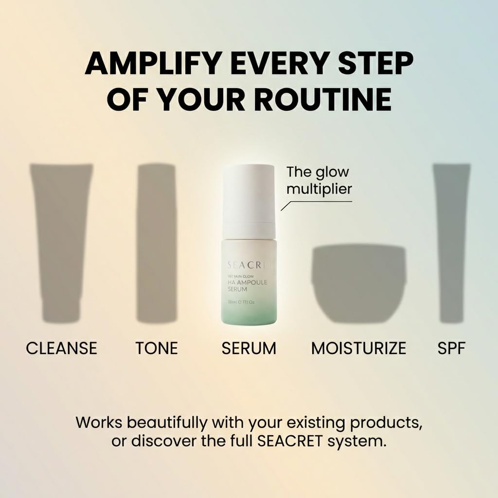 SEACRET Minerals Bio Skin Glow Face Serum, Hyaluronic Acid Serum for Face, Ampoule, 1 Fl Oz / 30 ml