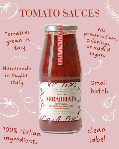 Zia Pia Arrabbiata Tomato Sauce - 15.1 Ounce | Authentic Italian Pasta Sauce | Small Batch | Made in Italy |