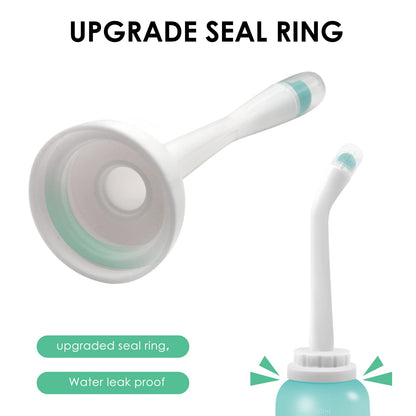 RUFCRIL Peri Bottle, Portable Travel Bidet with Bag, TPE Material Can Be Boiled, 17oz/500ml with 2 Sealing Rings,Essentials for Postpartum Perineal Care,Feminine Cleansing,and Baby(Green)