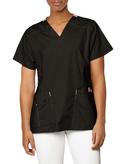 WonderWink Women's Wonderflex Verity Scrub Top, Black, X-Small