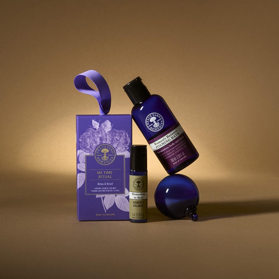 Neal's Yard Remedies Me Time Ritual Gift Set, Foaming Bath Wash & Remedies To Roll Women's Balance Oil, Vegan & Cruelty-Free, Set of 2