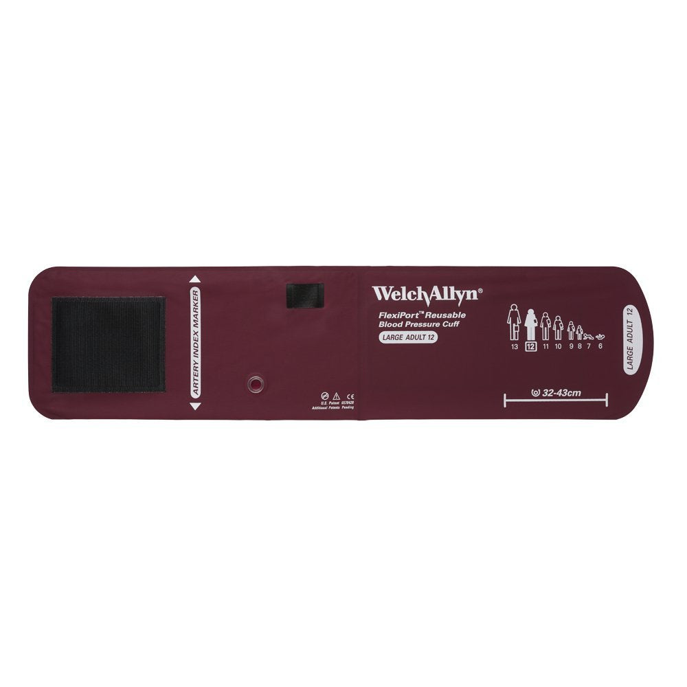 Welch Allyn REUSE-12 FlexiPort Blood Pressure Cuff, Size 12, Large Adult, Reusable without Tubes or Connectors, Range 32-43 cm Range