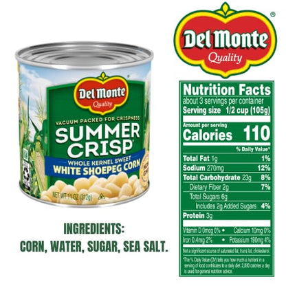 Del Monte Summer Crisp White Shoepeg Corn, 11 oz. Can (pack of 12)