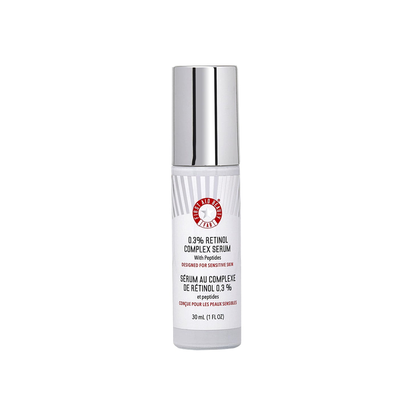 First Aid Beauty - 0.3% Retinol Complex Serum with Peptides, Designed for Sensitive Skin, Helps Visibly Improve Lines and Wrinkles with Less Irritation than Traditional Retinol, Non-Comedogenic, 1 oz