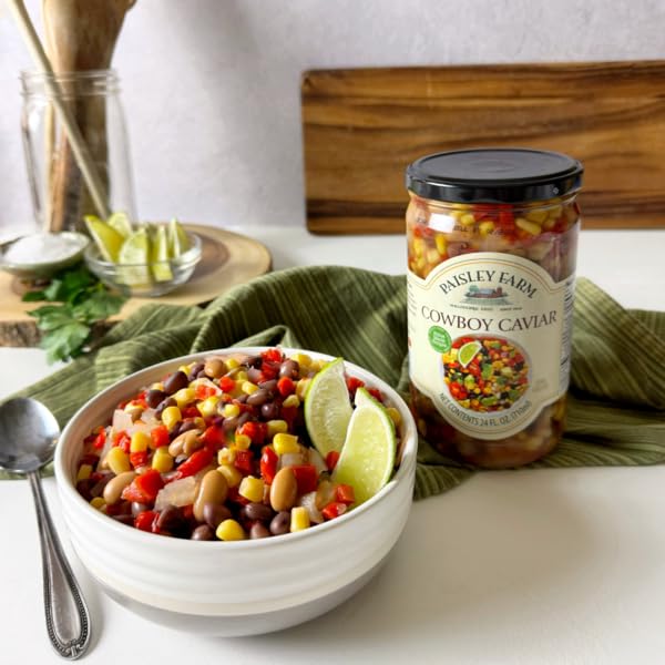 Paisley Farm Cowboy Caviar 2-Pack – Ready-to-Serve Bean & Corn Medley – Gluten-Free Southwestern Side Dish or Dip – 24 oz Jars